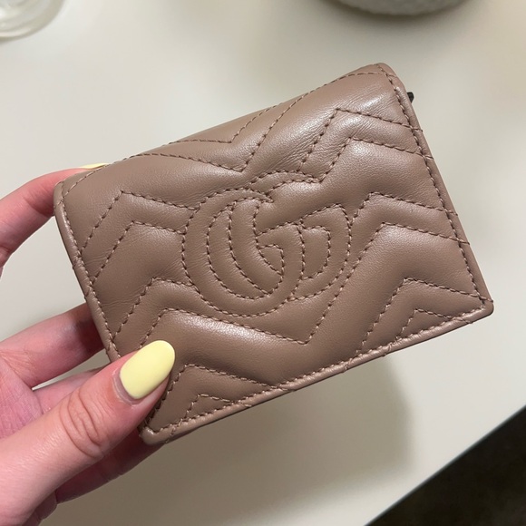 GUCCI GG MARMONT CARD CASE WALLET DUSTY PINK LEATHER - Picture 5 of 8